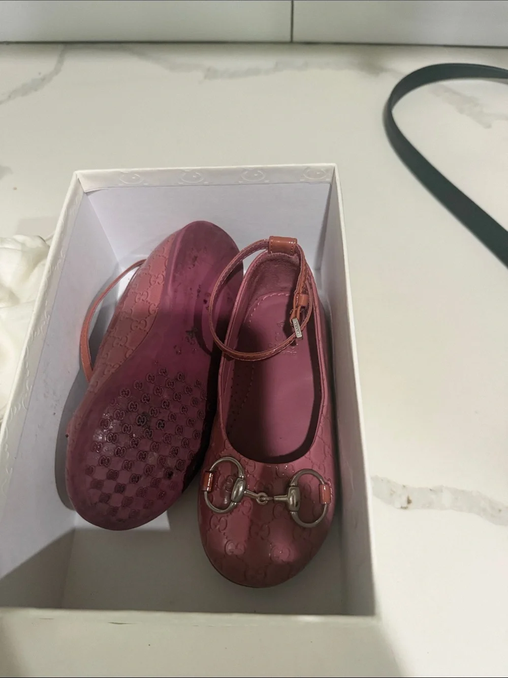 Gucci Girls Mauve Patent Leather Horsebit Mary Janes
